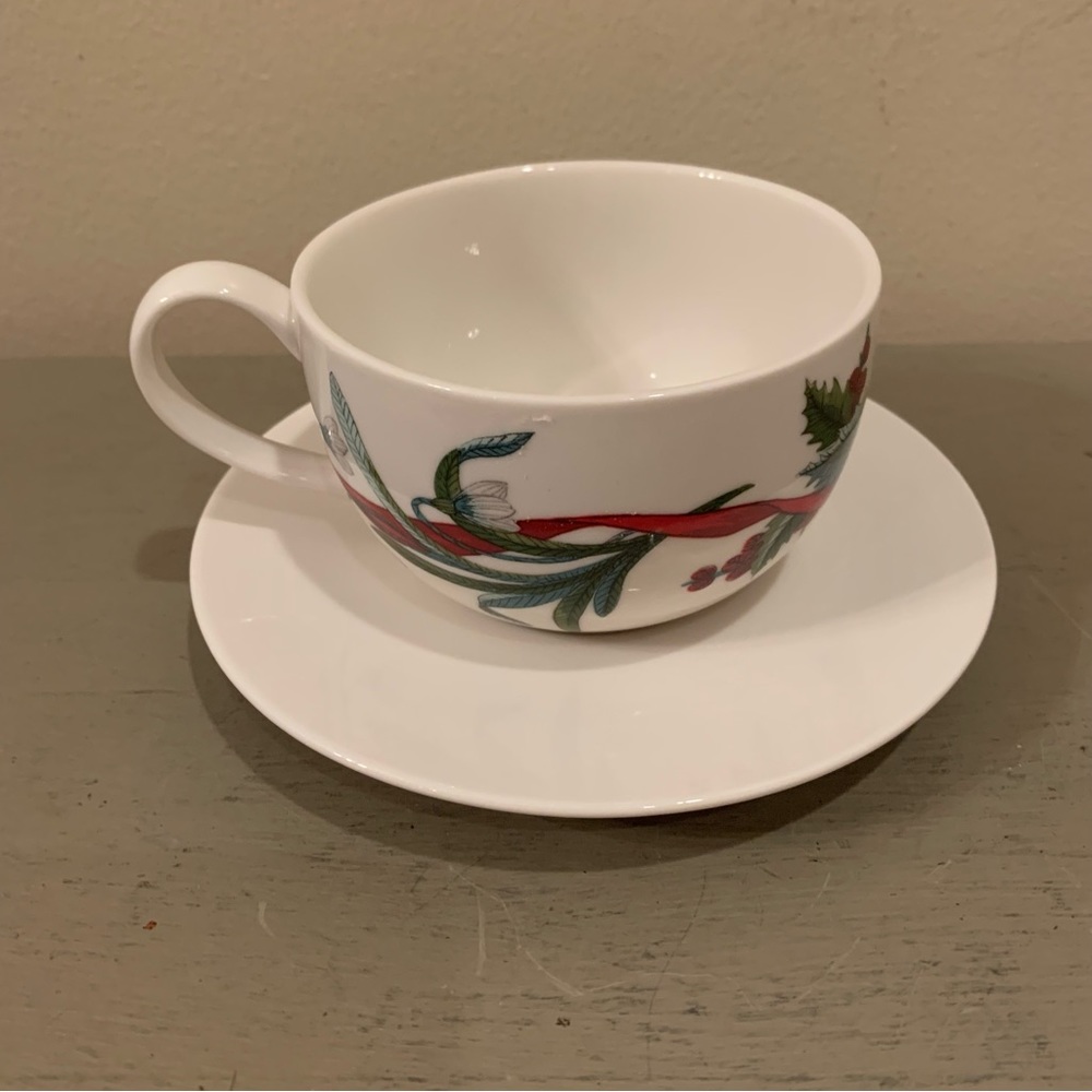 Martha Stewart Collection Holiday Garden Tea Cup And Saucer